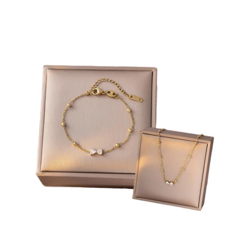Bow Necklace set - Stainless steel Necklace and bracelet one size
