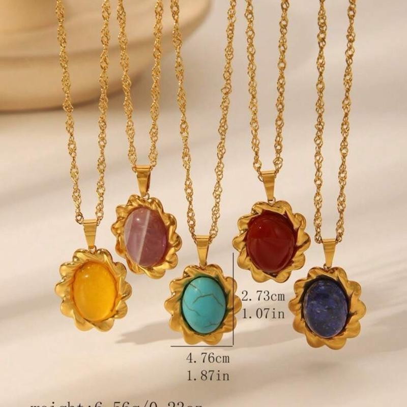 Reality Necklaces - Stainless steel Natural stone temperamental Style necklaces therefore they’ll have different stone