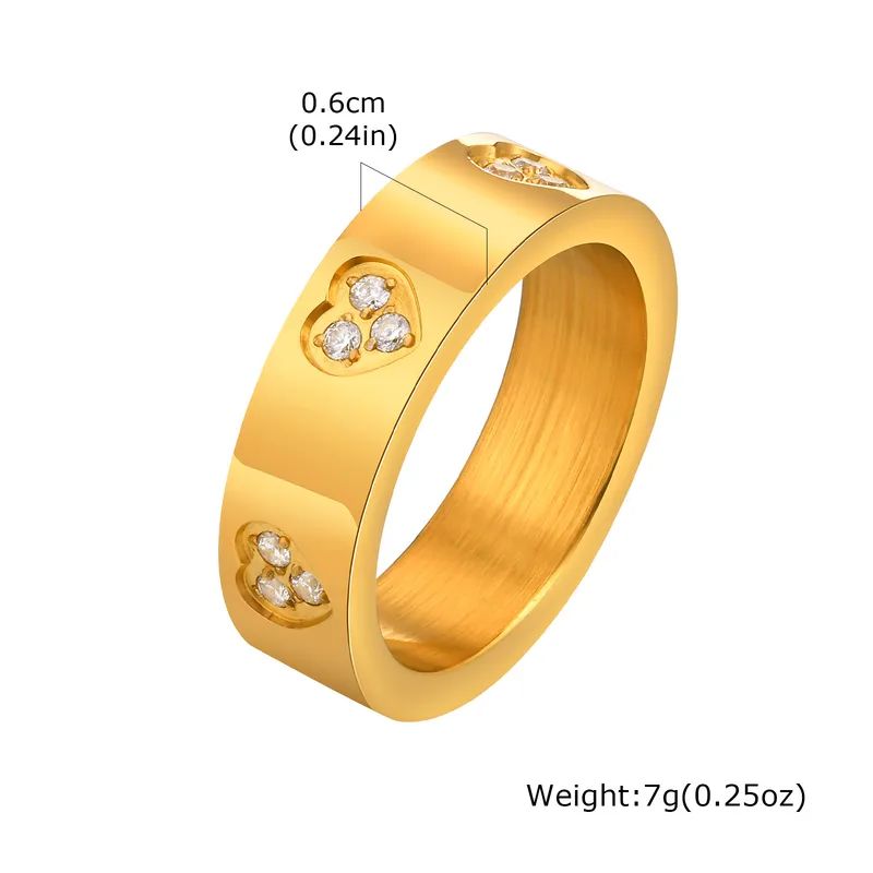 18K Gold-Plated Heart Titanium Ring Crafted from high-quality titanium steel