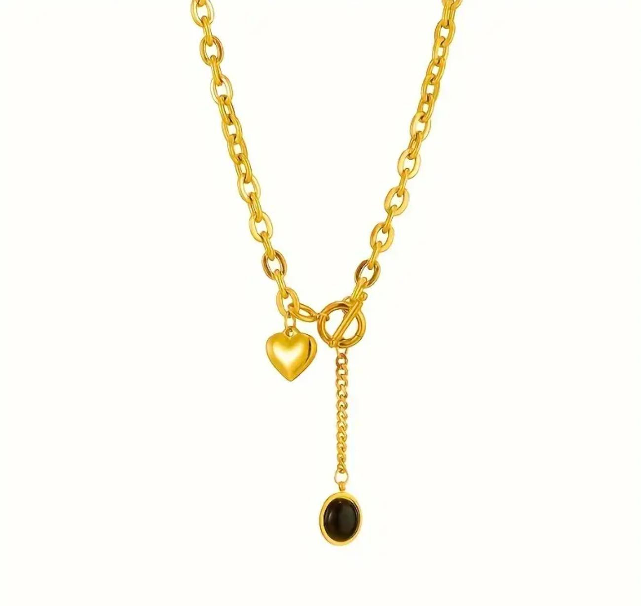 Black Heart Necklace - Stainless Steel Heart Pendant Necklace 18k Gold Plated Chain