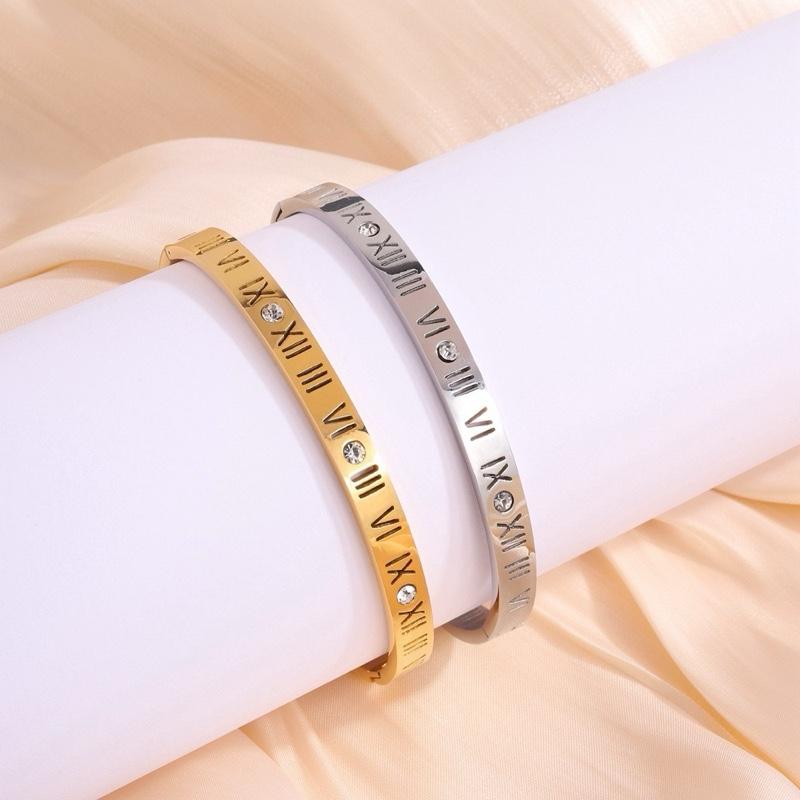 Numeral Ring Bangle - 18K Gold Plated Stainless Steel Bangle and Ring in Gold and Silver for Women