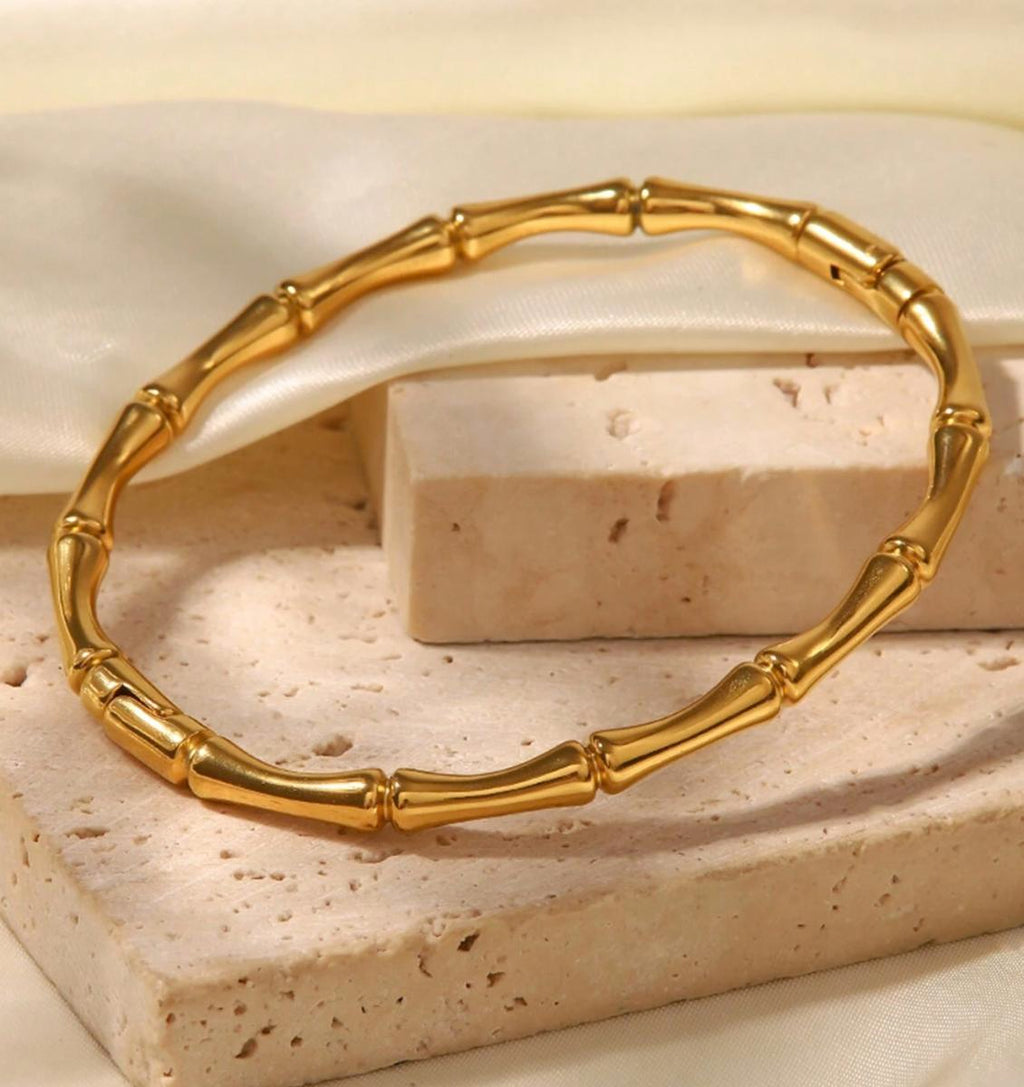 Bamboo Bangle - Stainless Steel and Waterproof bangle for Medium Wrist