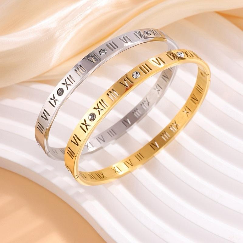 Numeral Ring Bangle - 18K Gold Plated Stainless Steel Bangle and Ring in Gold and Silver for Women