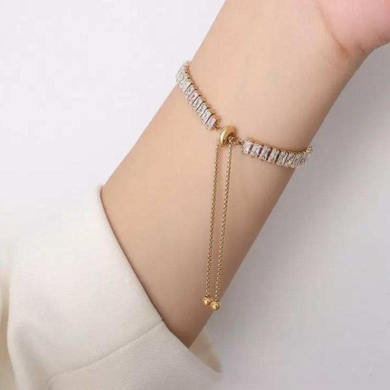 Tennis Adjustable Bracelet in Stainless Steel with Unique Design