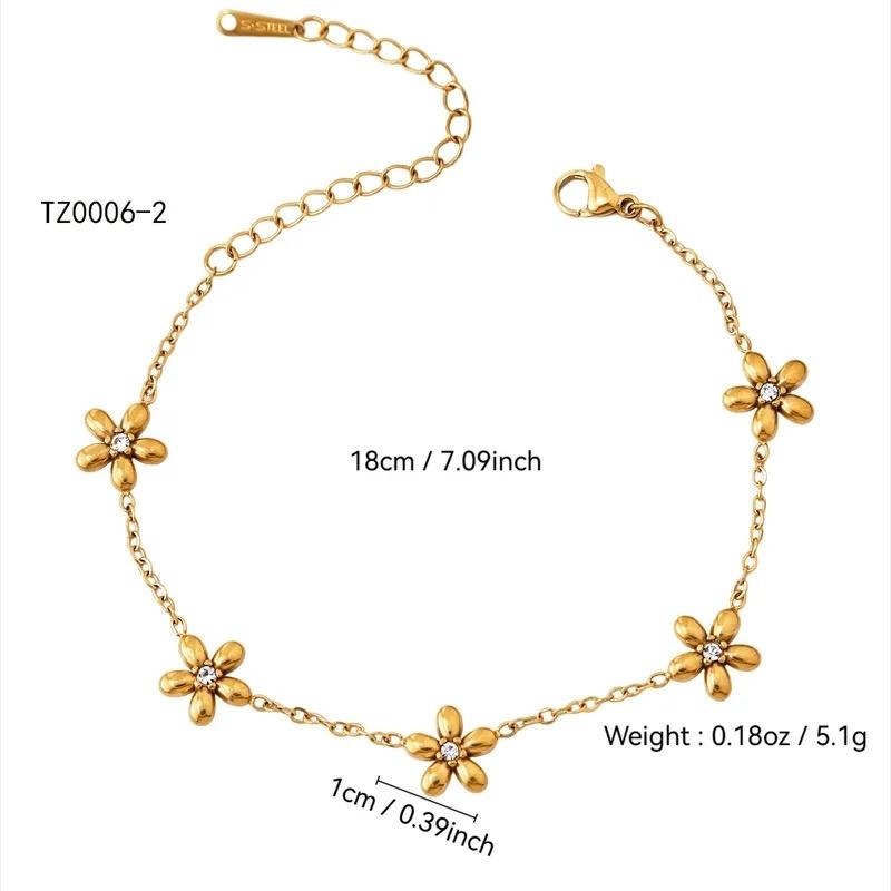 Lily Set - Stainless Steel Necklace and Bracelet Set with Floral Design and Chain Details