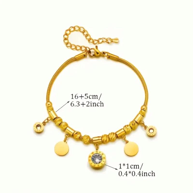 Mina Charm Bracelet - Golden-Tone Stainless Steel Bracelet and necklace with Synthetic Pendant