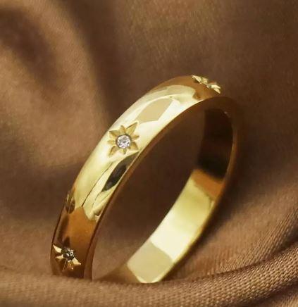 Star band ring - Stainless steel band ring