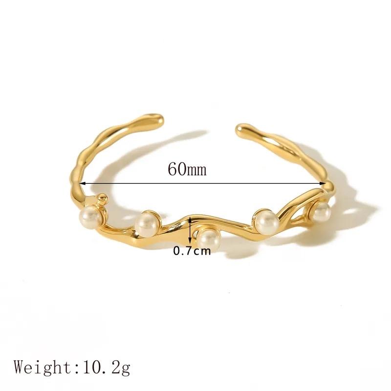 Pearl Bangle Stainless steel adjustable bangle