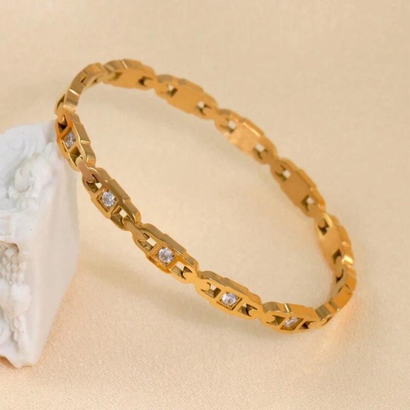 EverLast Bangle - Gold Plated North Star Inlaid Cuff Bangle Tarnish Free Stainless Steel Bangles