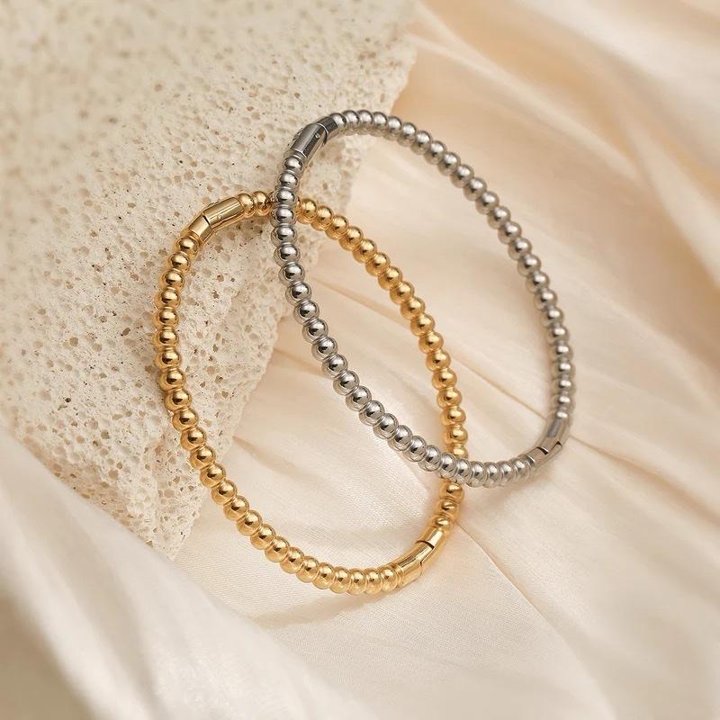 Beaded Bangles - Stainless Steel Gold Plating Bangle