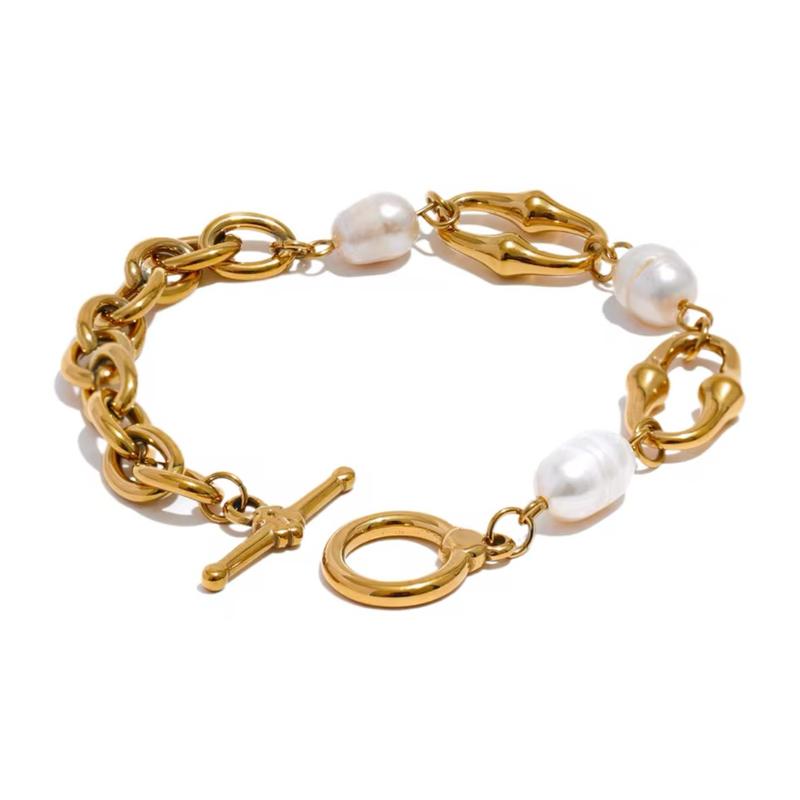 Pearl knot bracelet - stainless steel pearl bracelet