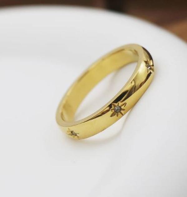 Star band ring - Stainless steel band ring