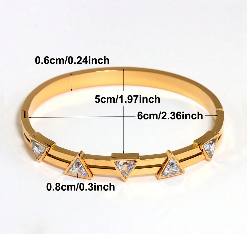 Trio Bangle - stainless steel stone bangle for Small to Medium Wrist