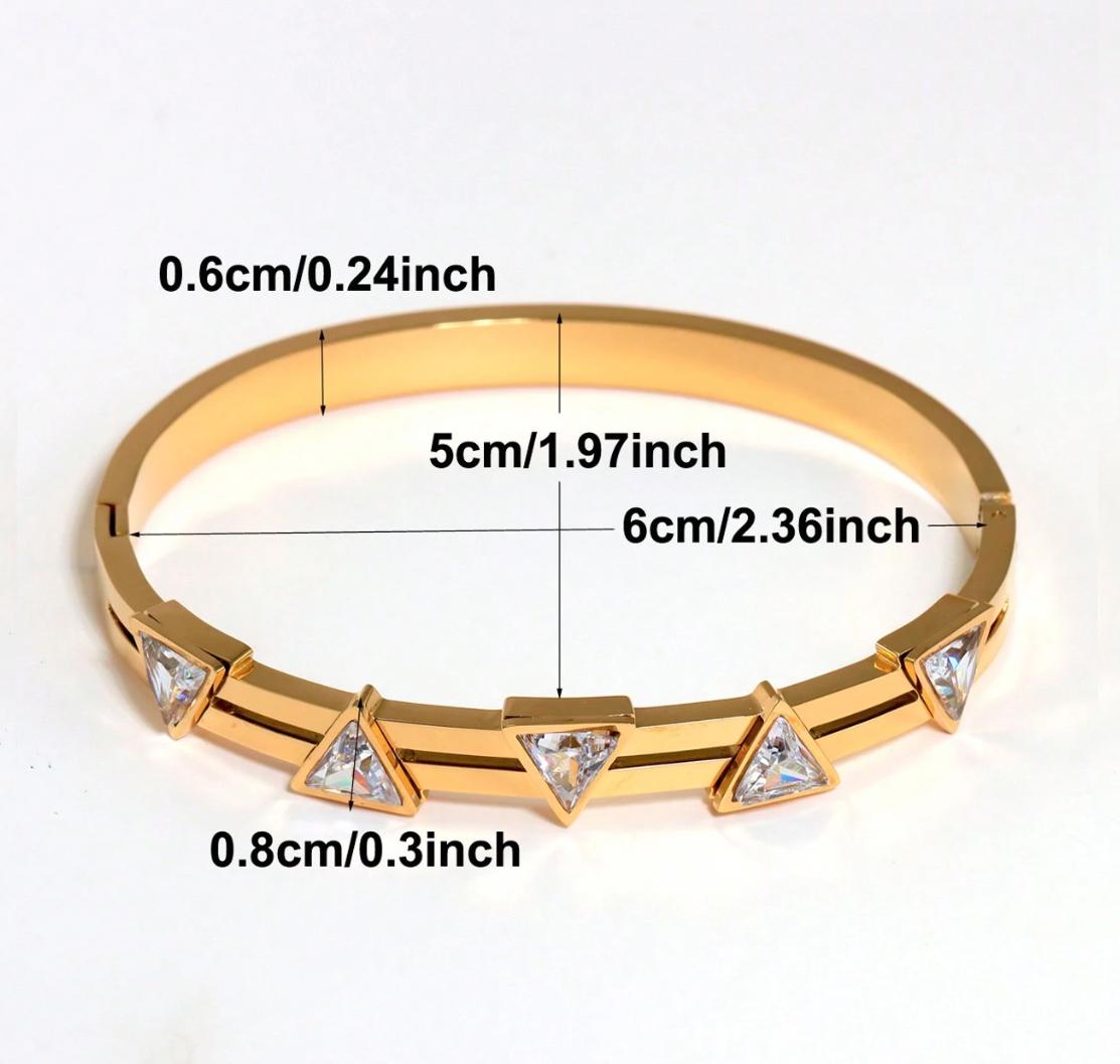 Trio Bangle - stainless steel stone bangle for Small to Medium Wrist