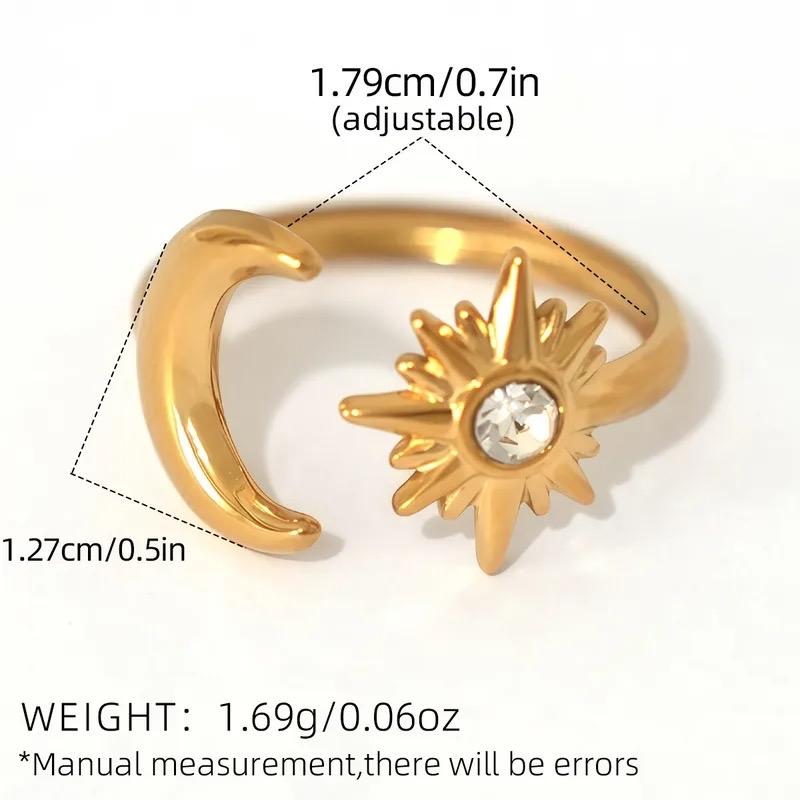 Sun & Moon necklace- Stainless Steel necklace with ring in marble detailing