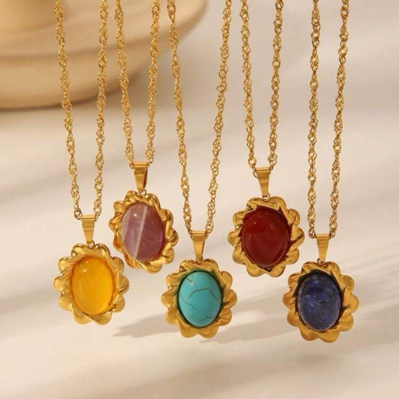Reality Necklaces - Stainless steel Natural stone temperamental Style necklaces therefore they’ll have different stone