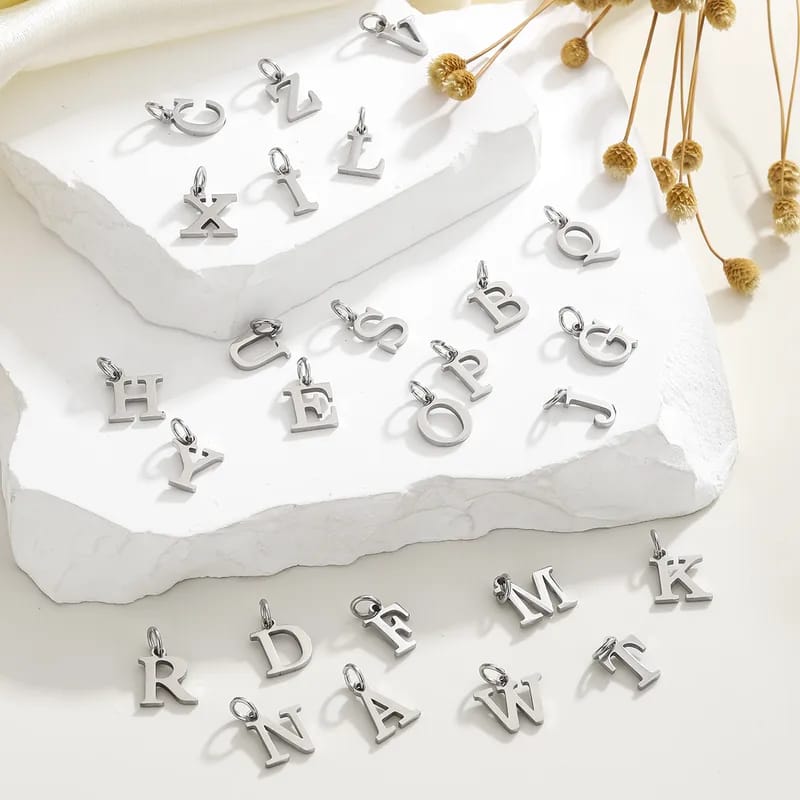 1 Piece Titanium Steel Letter Beads