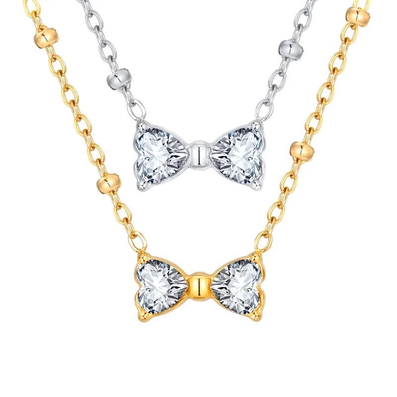 Bow Necklace set - Stainless steel Necklace and bracelet one size