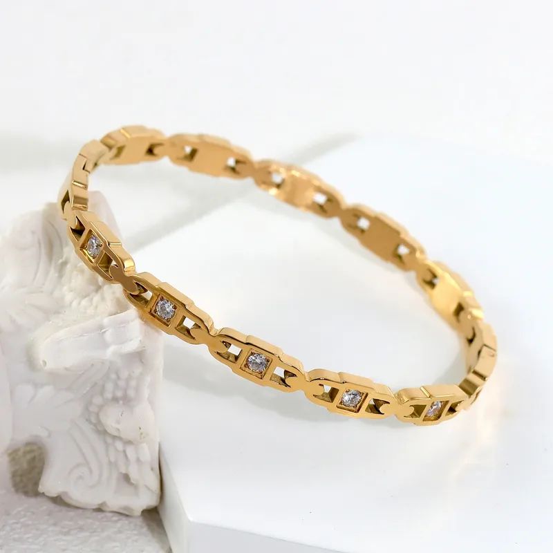 EverLast Bangle - Gold Plated North Star Inlaid Cuff Bangle Tarnish Free Stainless Steel Bangles