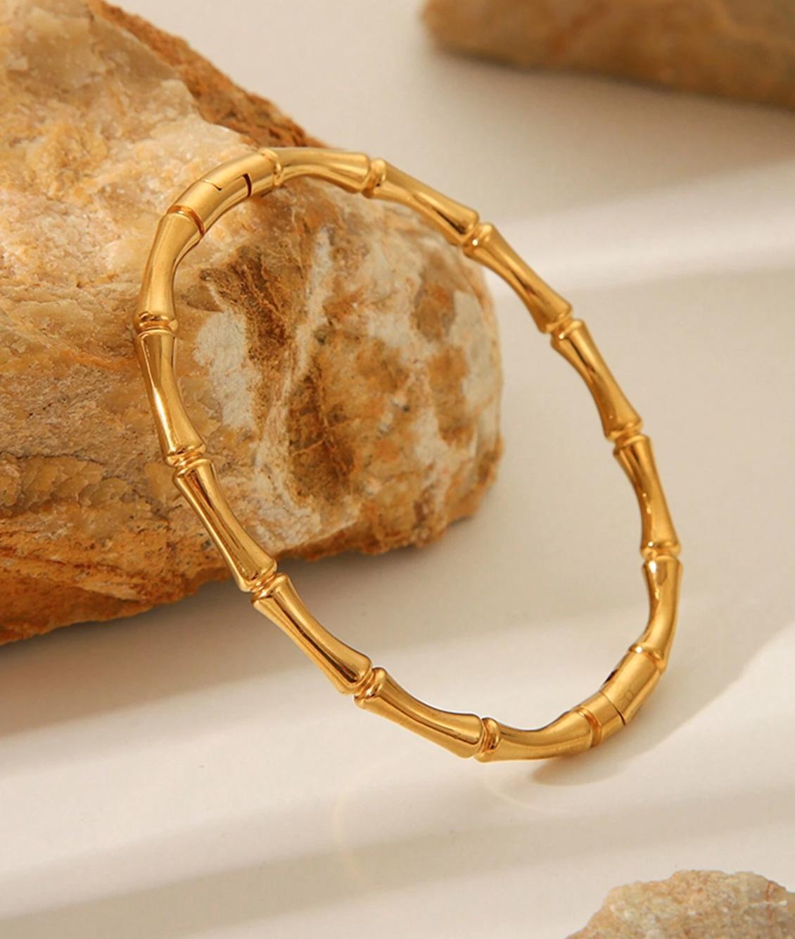 Bamboo Bangle - Stainless Steel and Waterproof bangle for Medium Wrist