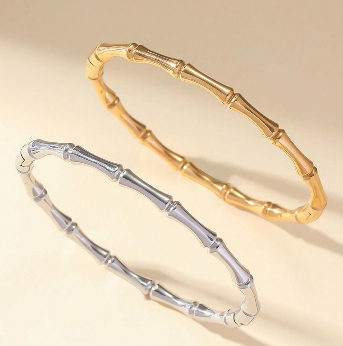 Bamboo Bangle - Stainless Steel and Waterproof bangle for Medium Wrist