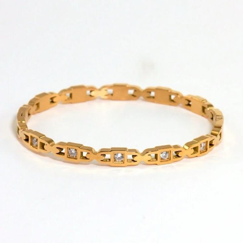 EverLast Bangle - Gold Plated North Star Inlaid Cuff Bangle Tarnish Free Stainless Steel Bangles