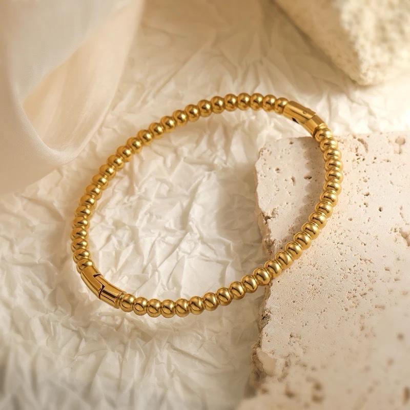 Beaded Bangles - Stainless Steel Gold Plating Bangle