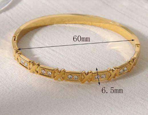 Casual Classic Style Commute Heart Shape Solid Color 304 Stainless Steel 18K Gold Plated Zircon Bangle In Bulk