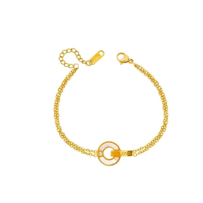 Beloved Bracelet - Stainless Steel Everyday Bracelet with Gold Chain and Circular Charm Design