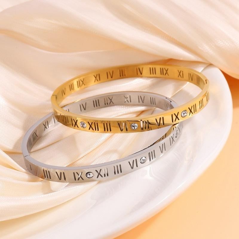 Numeral Ring Bangle - 18K Gold Plated Stainless Steel Bangle and Ring in Gold and Silver for Women