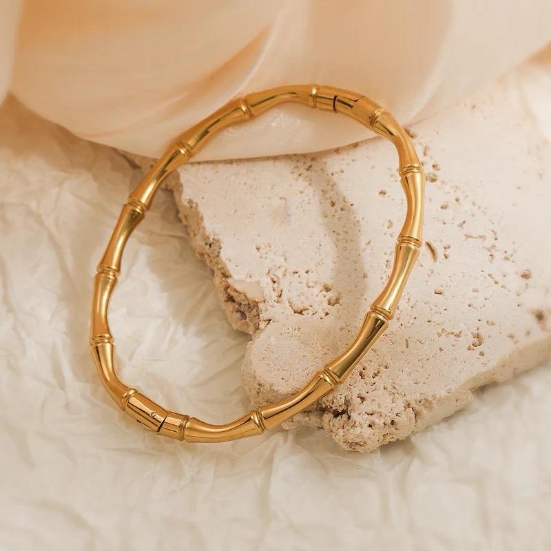 Beaded Bangles - Stainless Steel Gold Plating Bangle