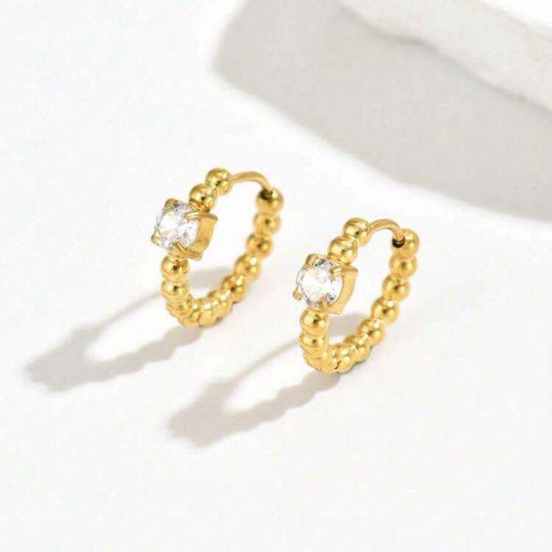 Huggies - Stainless steel daily wear zirconia Hugged earrings