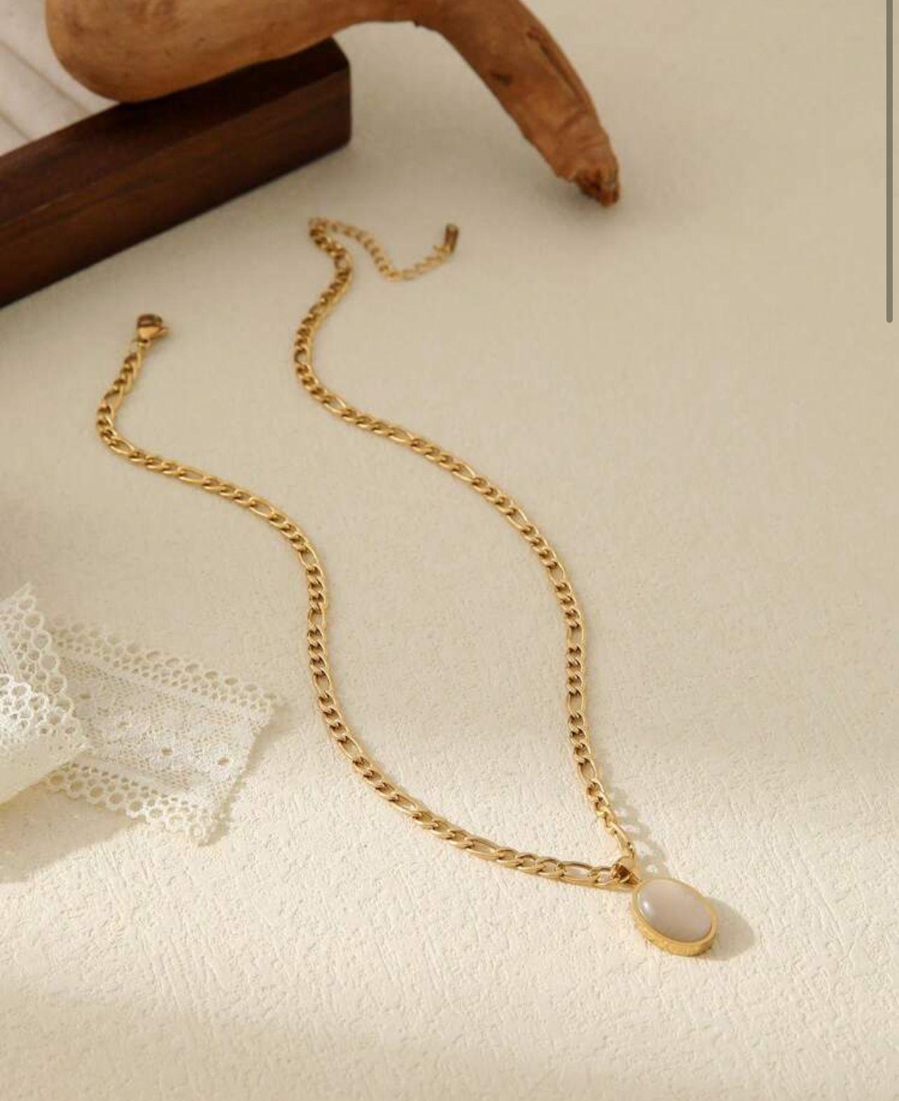 oval Pendant Necklace in Stainless Steel Perfect Gift For Girlfriend