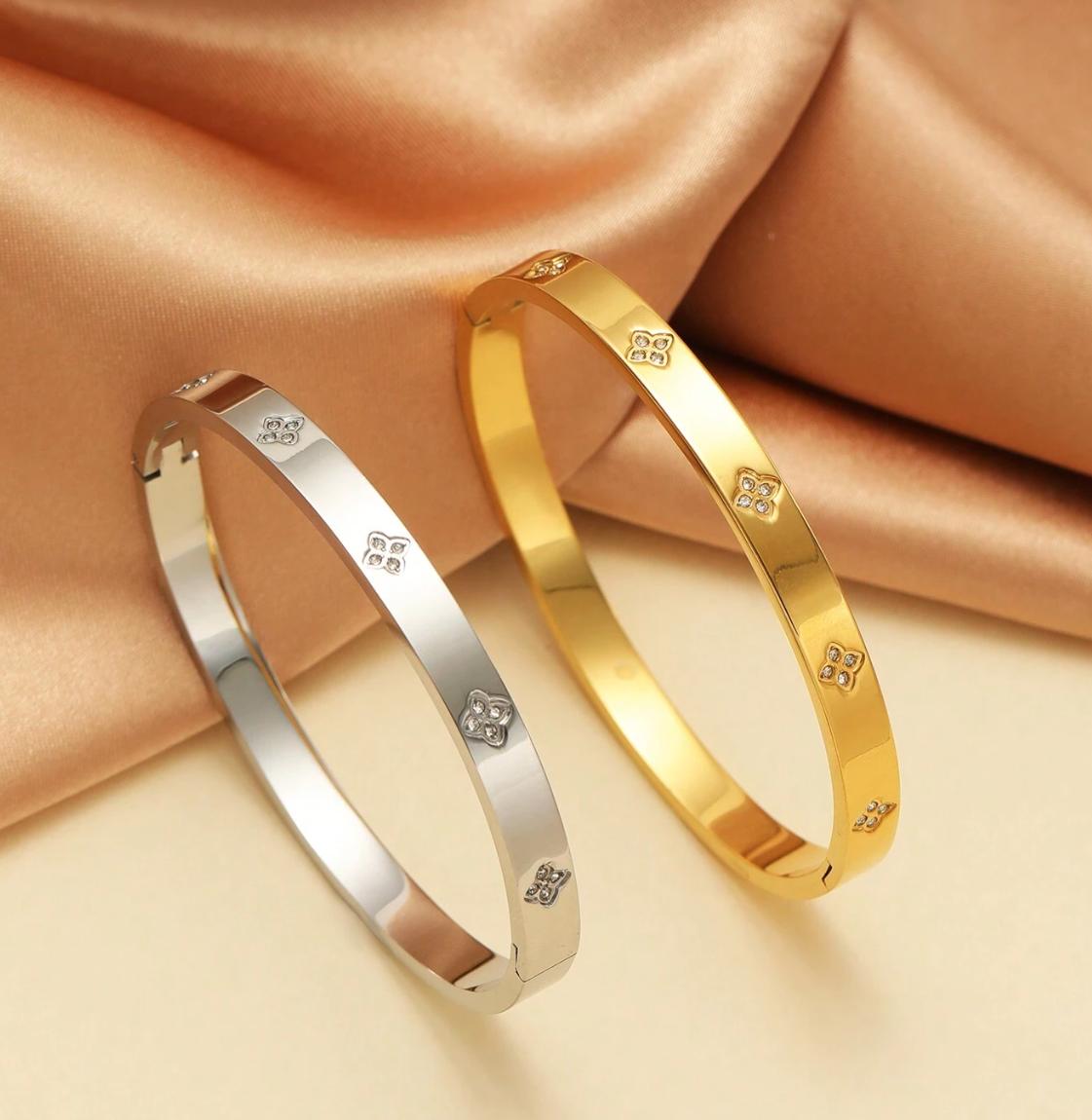 Star girl Bangle - Waterproof Bangle Stainless Steel Open Bracelet Bangle 18k Plated