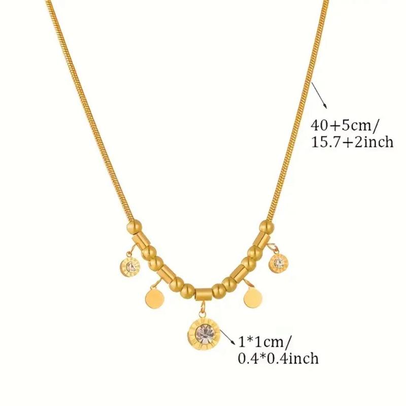 Mina Charm Bracelet - Golden-Tone Stainless Steel Bracelet and necklace with Synthetic Pendant