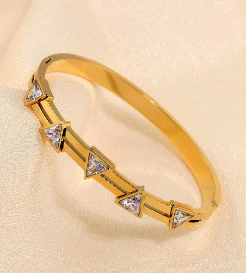 Trio Bangle - stainless steel stone bangle for Small to Medium Wrist
