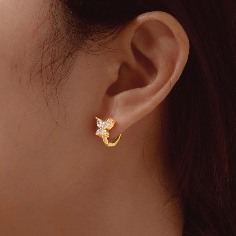 Huggies - Stainless steel daily wear zirconia Hugged earrings