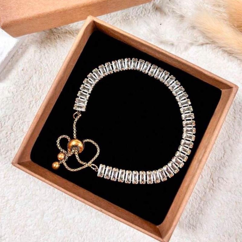 Tennis Adjustable Bracelet in Stainless Steel with Unique Design