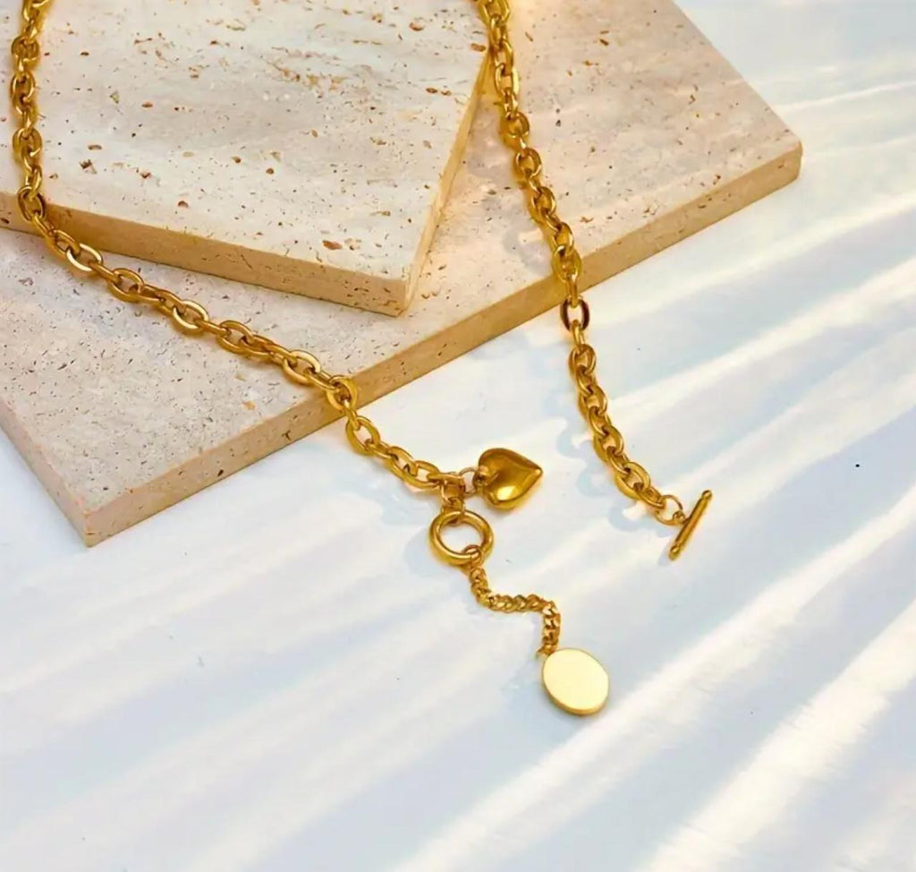 Black Heart Necklace - Stainless Steel Heart Pendant Necklace 18k Gold Plated Chain