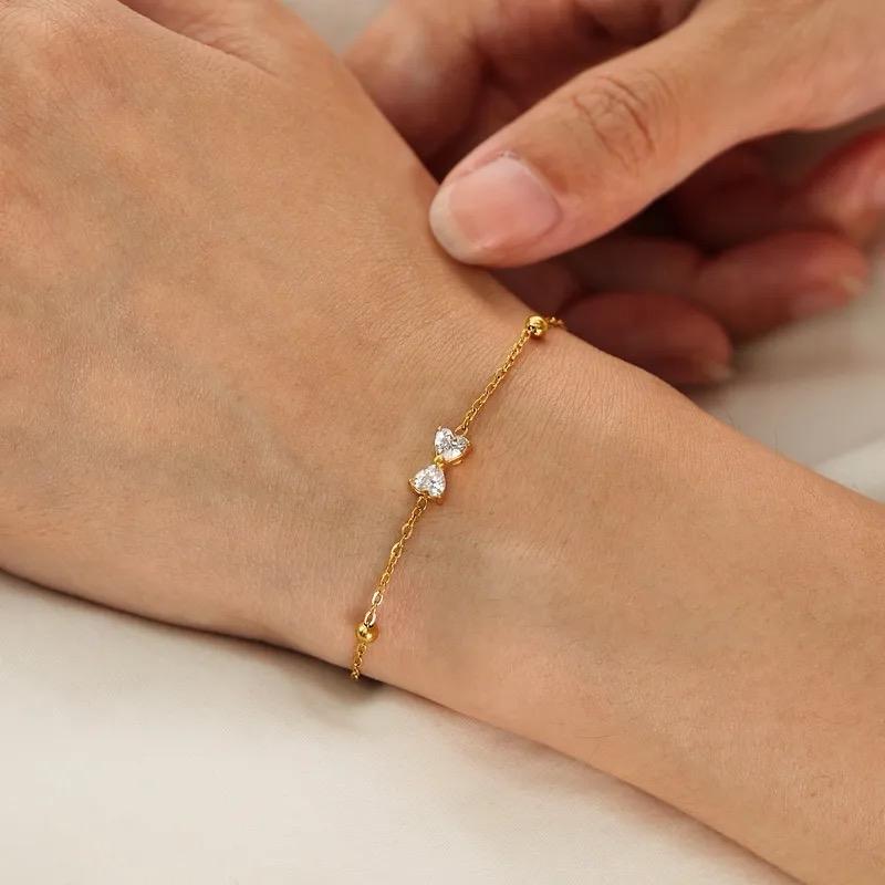 Bow Necklace set - Stainless steel Necklace and bracelet one size