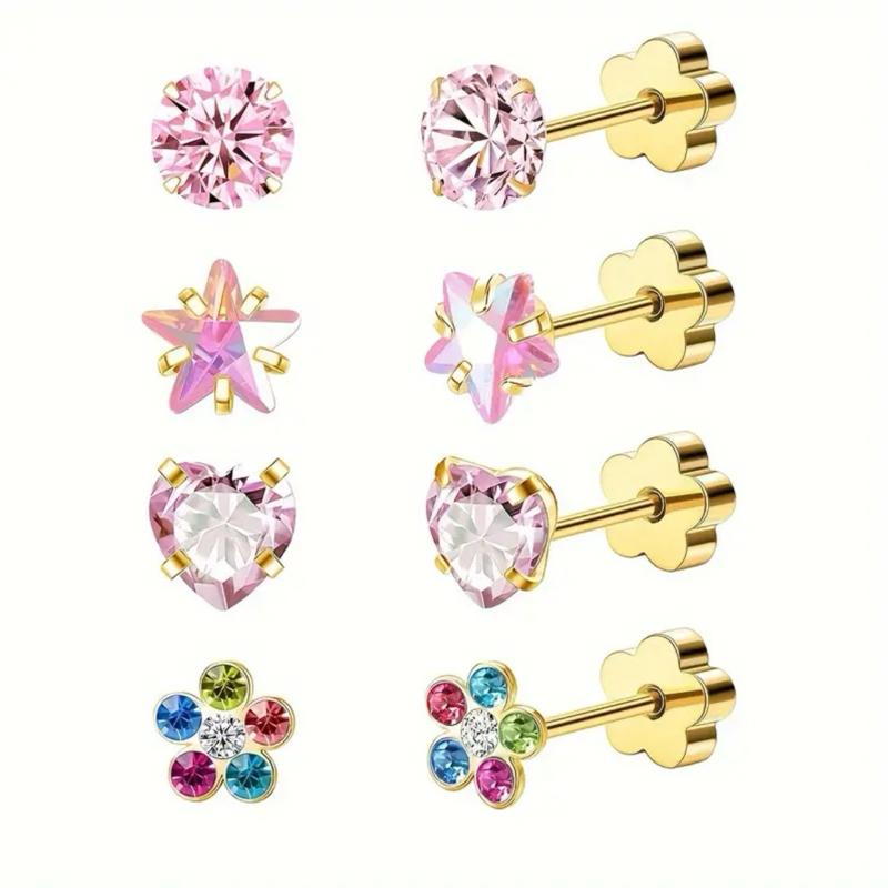 Multi Flat back stud Bundle in Stainless steel, 4 pairs in each bundle