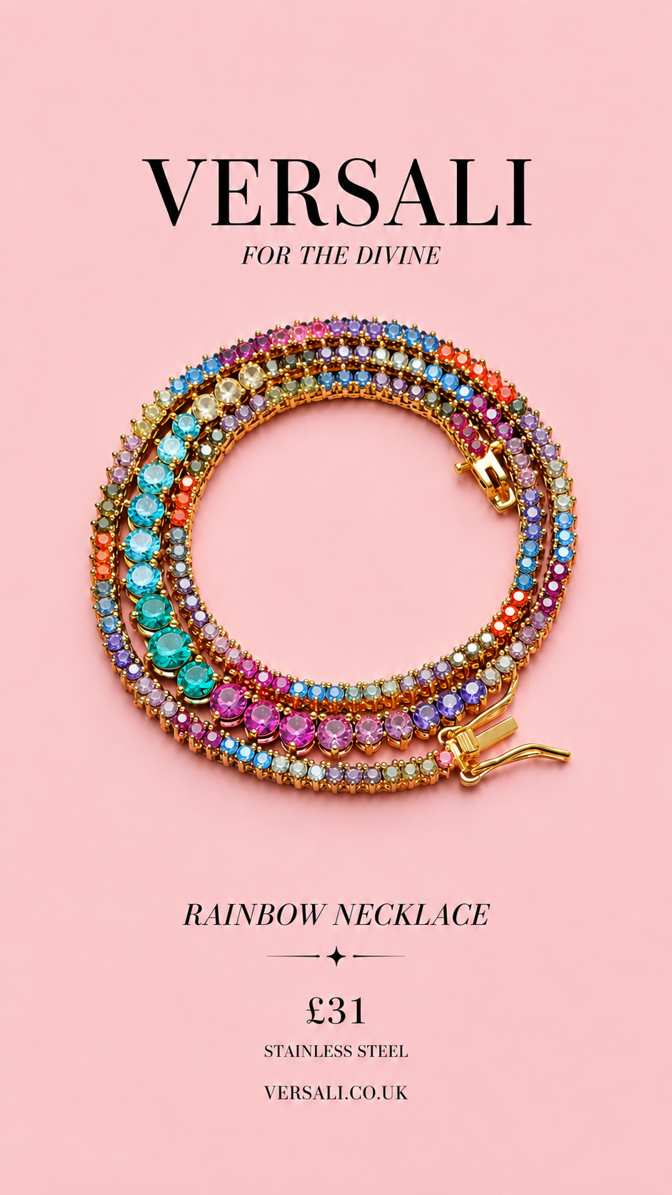 Rainbow tennis Necklace