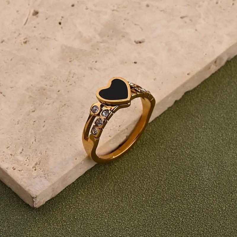 Black heart Ring stainless steel everyday wear ring