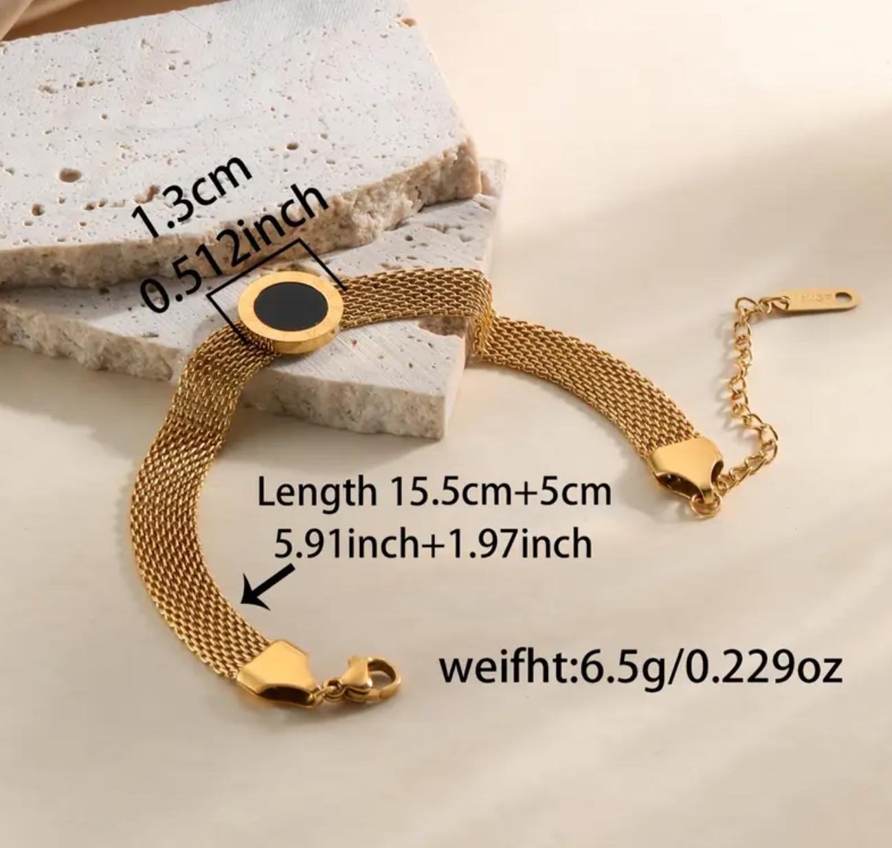 Roma bracelet - 18K Gold Plated Stainless Steel Bracelet and Ring with Roman Numerals - Perfect for Everyday Wear and Festive