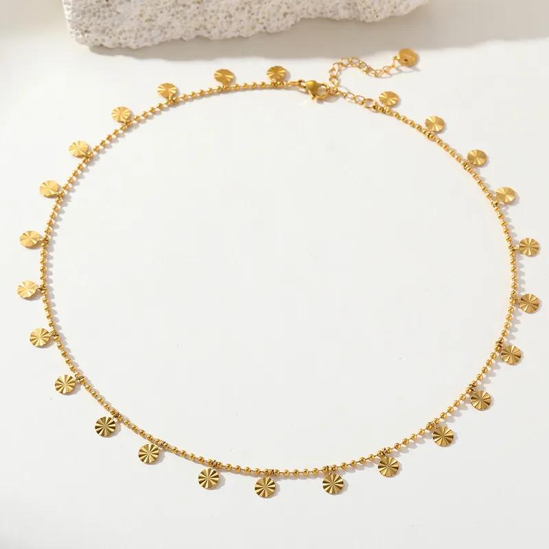 Jewelry Casual Cute Romantic Flower 304 Stainless Steel 18K Gold Plated Plating Ball Chain Multi Charms Bracelet Multi Charms Necklace