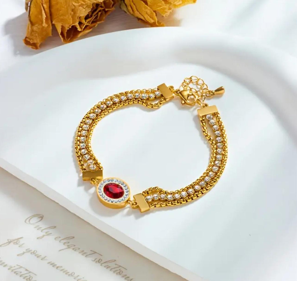 Lux Bangle - 18K gold-plated stainless steel bangle inlaid with Zirconia