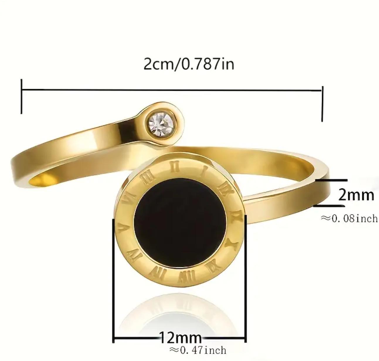 Roma bracelet - 18K Gold Plated Stainless Steel Bracelet and Ring with Roman Numerals - Perfect for Everyday Wear and Festive