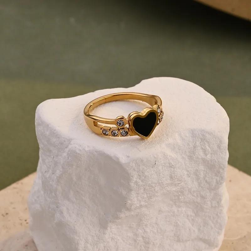 Black heart Ring stainless steel everyday wear ring