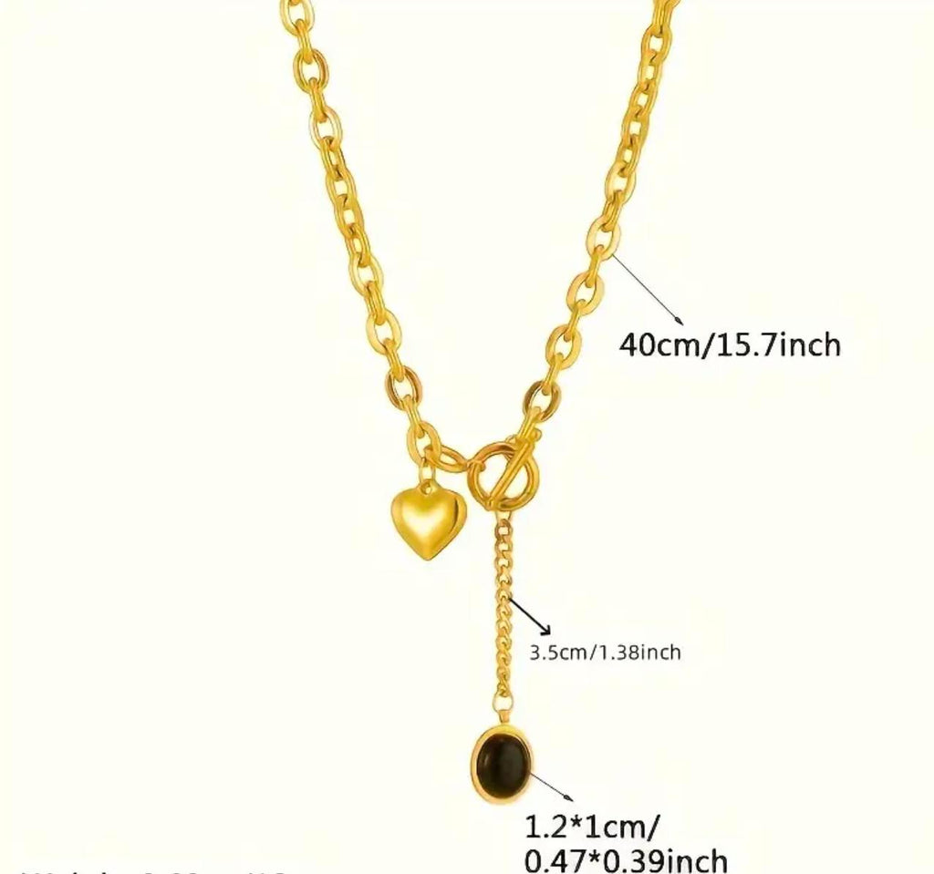 Black Heart Necklace - Stainless Steel Heart Pendant Necklace 18k Gold Plated Chain