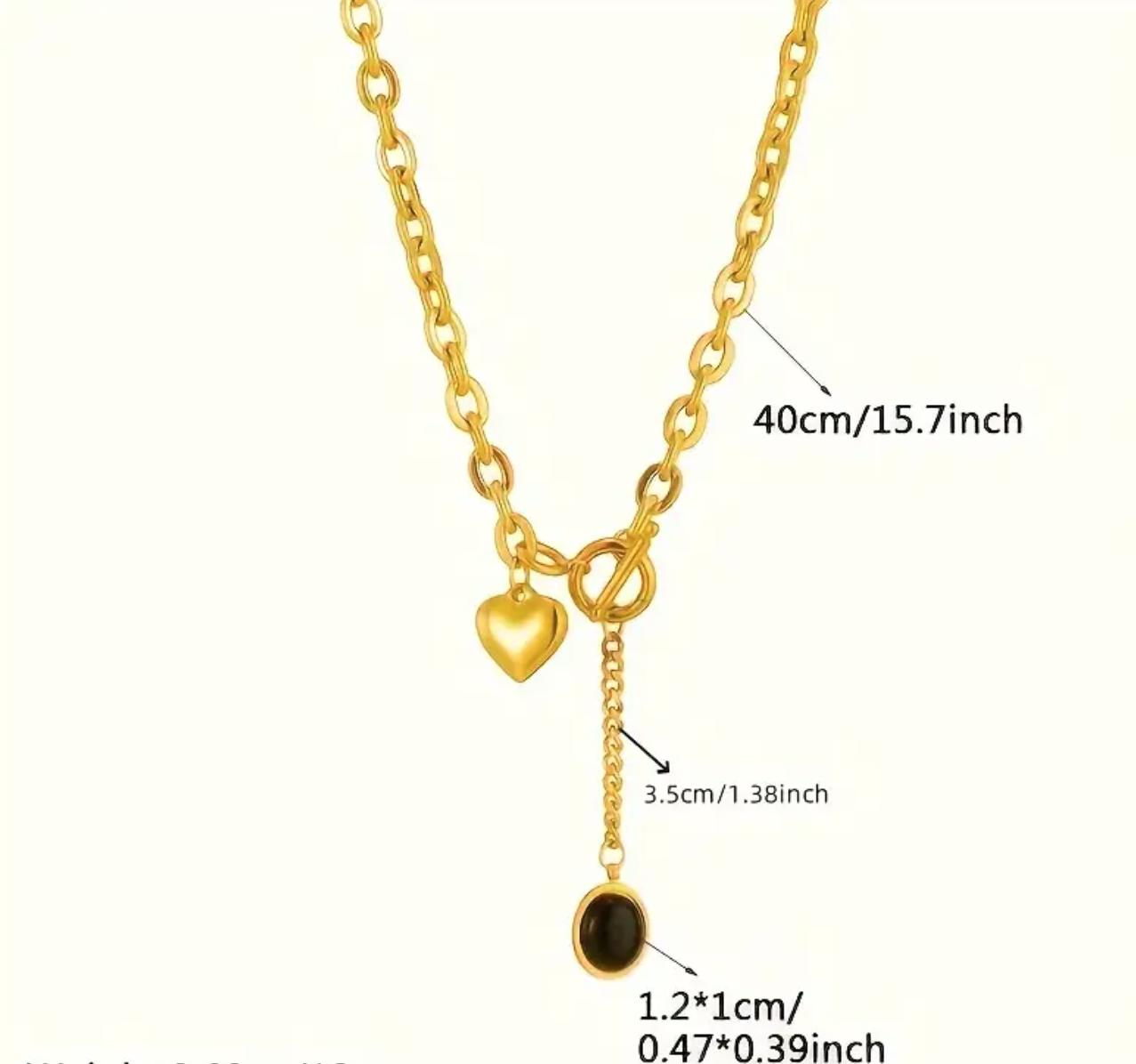 Black Heart Necklace - Stainless Steel Heart Pendant Necklace 18k Gold Plated Chain